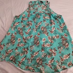 Aqua floral chiffon top